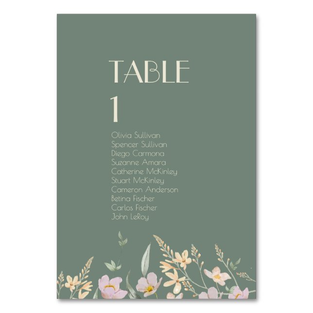 Numéro de table fleur sauvage Sage Deco avec invit (Par défaut)