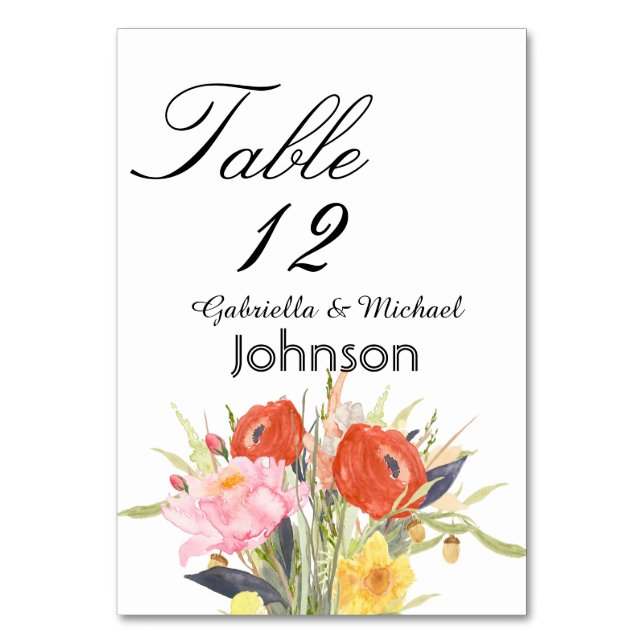 Numéro De Table Fleurs à l'aquarelle (Par défaut)
