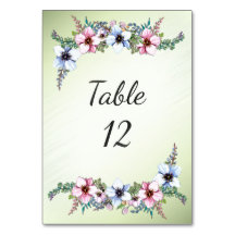 Numéro de table Fleurs aquarelle brillent