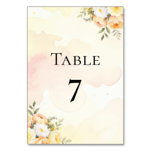 Numéro De Table Fleurs aquarelles Boho Roses Mariage Double Face