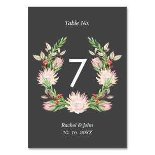 Numéro De Table Fleurs australiennes Mariages rustiques Gras Gris 