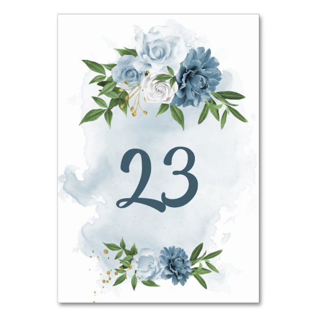 Numéro De Table fleurs bleues et blanches verdure (Par défaut)