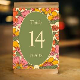 Numéro De Table Fleurs colorées Vintage Mariage rétro