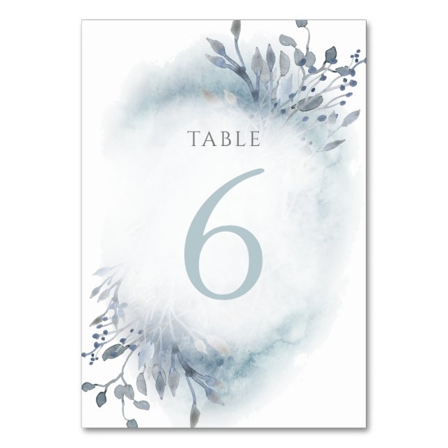 Numéro De Table fleurs d'aquarelle bleu poussiéreux Tableau Numéro (Par défaut)