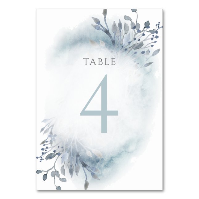 Numéro De Table fleurs d'aquarelle bleu poussiéreux Tableau Numéro (Par défaut)