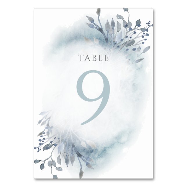 Numéro De Table fleurs d'aquarelle bleu poussiéreux Tableau Numéro (Par défaut)
