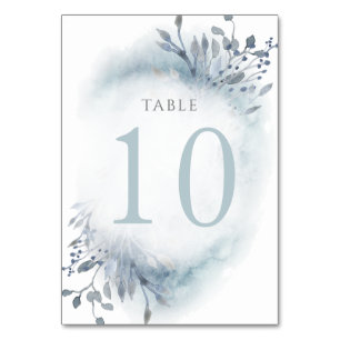 Numéro De Table fleurs d'aquarelle bleu poussiéreux Tableau Numéro