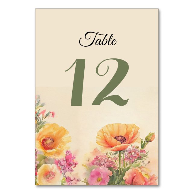 Numéro De Table Fleurs d'aquarelle printanière (Par défaut)