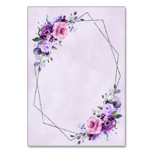 Numéro De Table Fleurs d'aquarelle rose clair Lilac violet