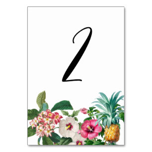 Numéro De Table Fleurs d'aquarelle tropicale et Mariage de verdure