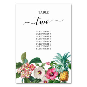 Numéro De Table Fleurs d'aquarelle tropicale et Mariage de verdure