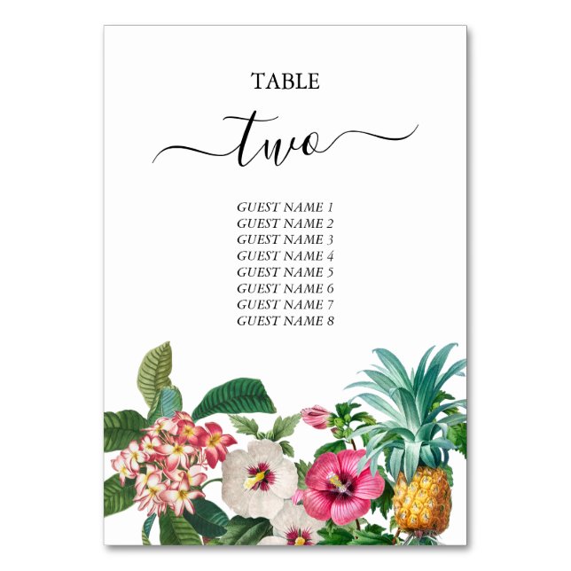 Numéro De Table Fleurs d'aquarelle tropicale et Mariage de verdure (Par défaut)