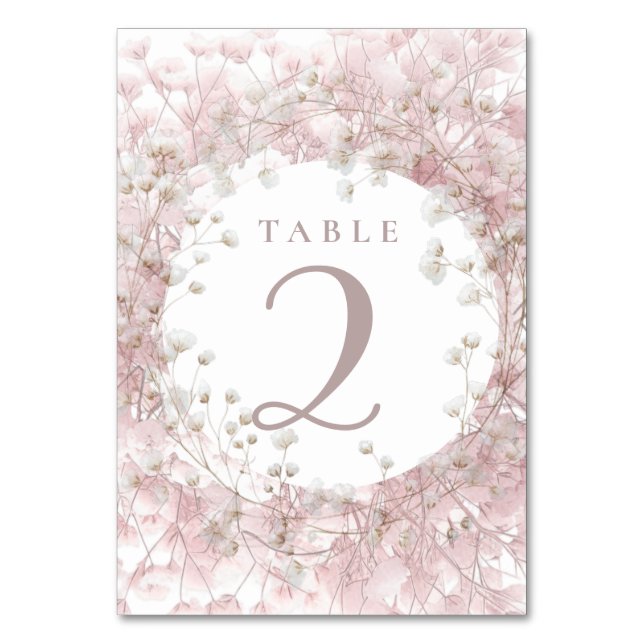 Numéro De Table fleurs de bébé souffle rose blanc table 2 (Dos)