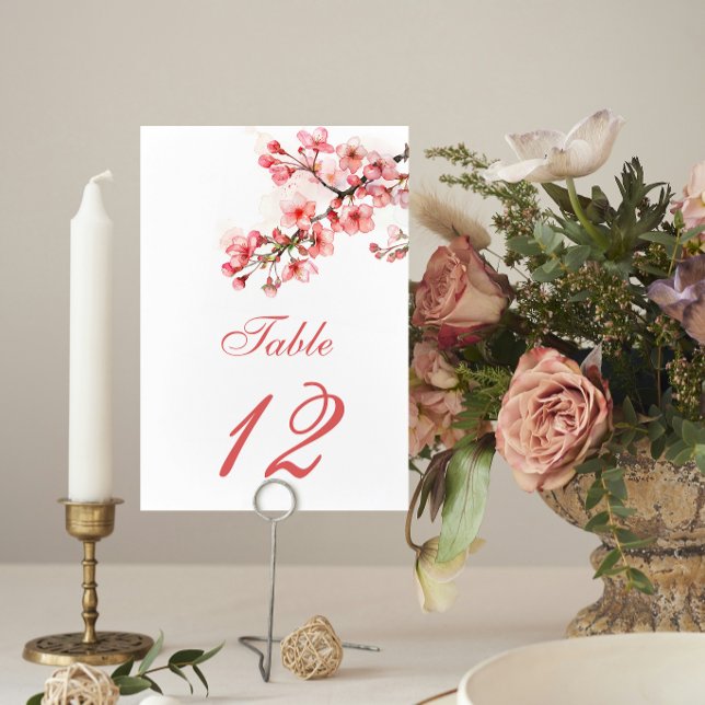 Numéro De Table Fleurs de cerisiers Mariage de printemps (Créateur téléchargé)