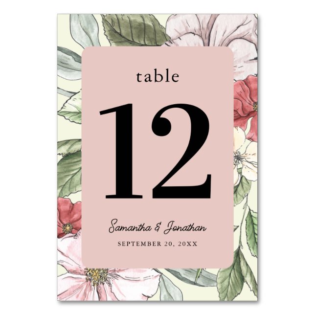 Numéro De Table Fleurs de chute de rose et de sable (Par défaut)