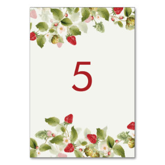 Numéro De Table Fleurs de fraises rouges sucrées Mariage