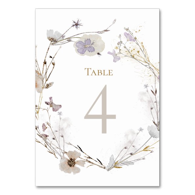 Numéro De Table fleurs de prairie Tableau Numéro 4 (Par défaut)