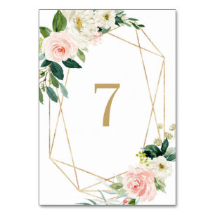 Numéro De Table Fleurs de printemps à l'aquarelle géométrique Tabl