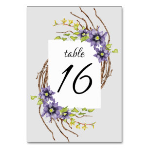 Numéro De Table Fleurs de printemps d'aquarelle brindilles nues ma