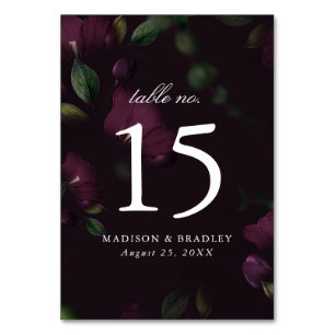 Numéro De Table Fleurs de Prunier Foncé Mariage Personnalisé