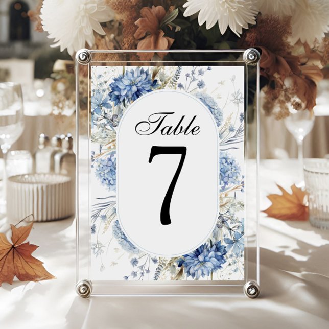 Numéro De Table Fleurs de Réception Hydrangea Bleu Poussiéreux (Créateur téléchargé)