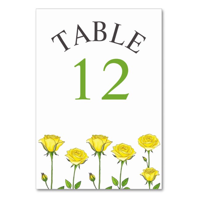 Numéro De Table Fleurs de rose jaune romantique florale mariage (Par défaut)