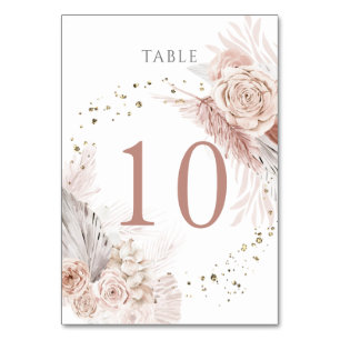 Numéro De Table fleurs de saumons d'aquarelle Numéro de tableau 10