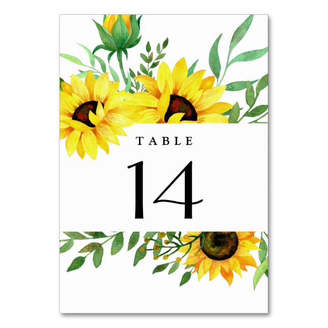 Numéro De Table Fleurs de soleil brillantes Rustique Aquarelle Mar (Par défaut)