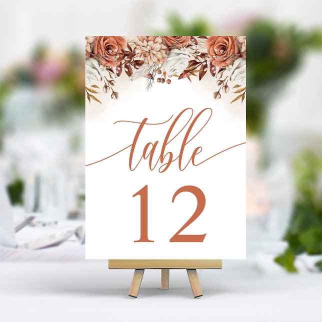 Numéro De Table Fleurs de terre cuite mariage herbe des pampas (Créateur téléchargé)