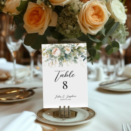 Numéro De Table Fleurs élégantes & verdure Nombre de tables mariag