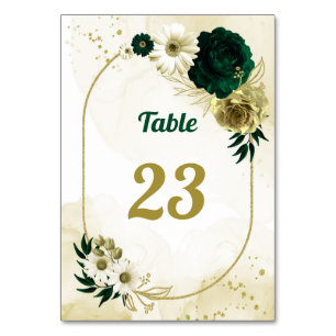 Numéro De Table fleurs Extraordinaires en ivoire vert émeraude