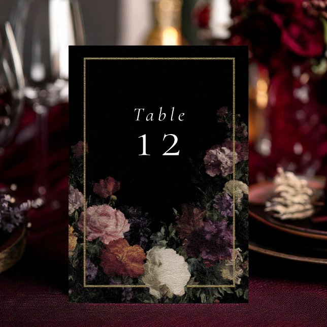 Numéro De Table Fleurs noires élégantes Mariage noir (Créateur téléchargé)