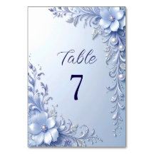 Numéro de table Fleurs Ornementales Bleues avec Pe