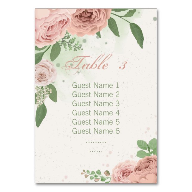 Numéro De Table fleurs rose vif sauge vert feuille (Par défaut)