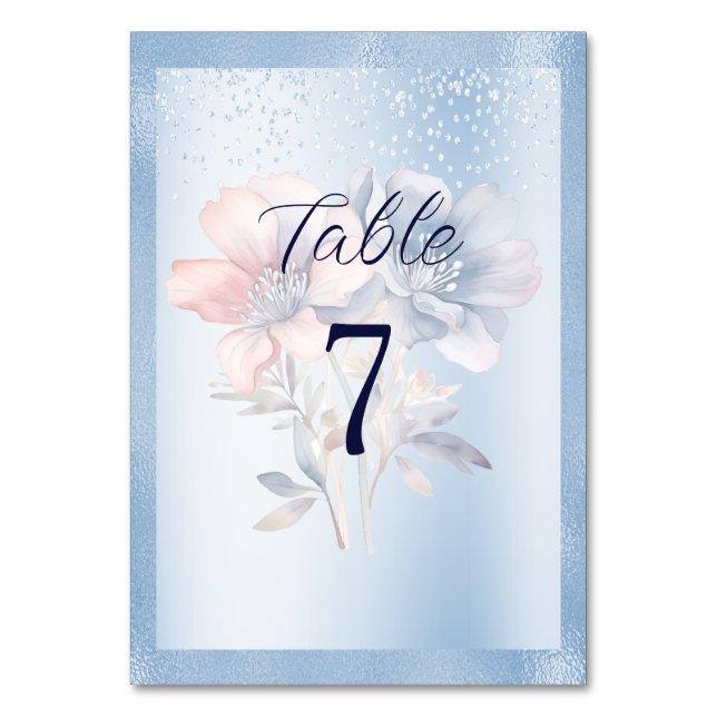 Numéro De Table Fleurs roses bleues Numéro de tableau (Par défaut)