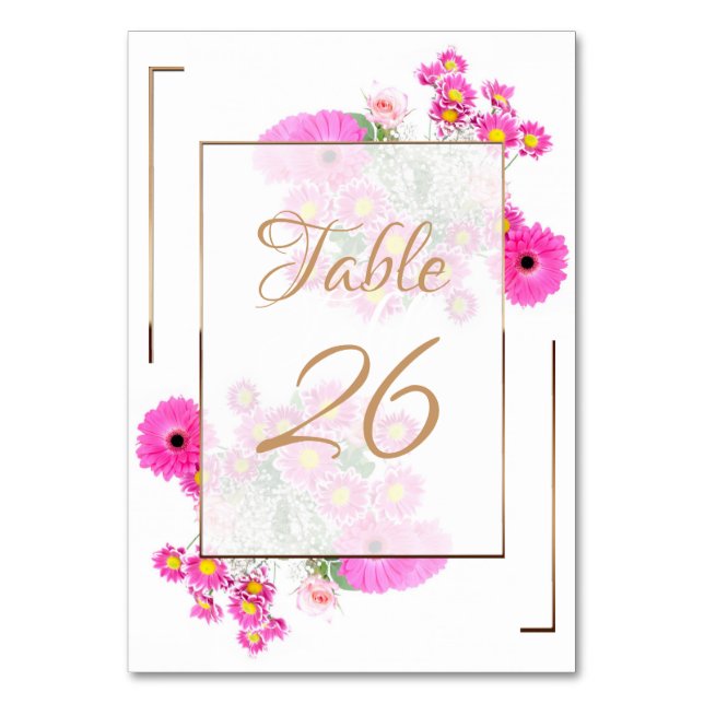Numéro De Table Fleurs roses/Doré (Par défaut)