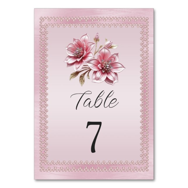 Numéro De Table Fleurs roses modernes Numéro de tableau (Par défaut)