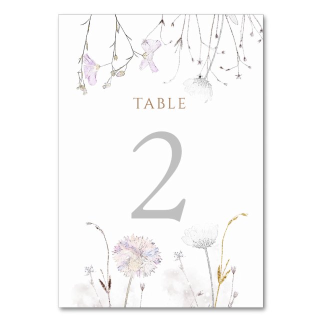 Numéro De Table fleurs sauvages aquarelle Numéro de tableau 2 (Par défaut)