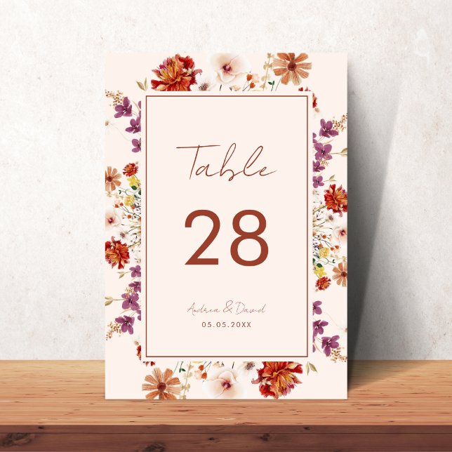 Numéro De Table Fleurs sauvages de crème Floral Botanique Mariage  (Créateur téléchargé)