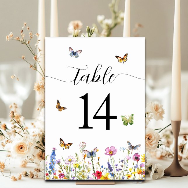 Numéro De Table Fleurs sauvages et papillons Mariages (Créateur téléchargé)