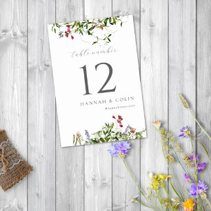Numéro De Table Fleurs Sauvages Fantaisistes & Verdure