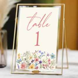 Numéro De Table Fleurs sauvages fleurs sauvages Jardin Floral Mari
