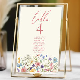 Numéro De Table Fleurs sauvages fleurs sauvages Jardin Floral Mari