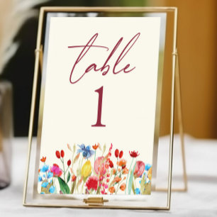 Numéro De Table Fleurs sauvages fleurs sauvages Jardin Floral Mari