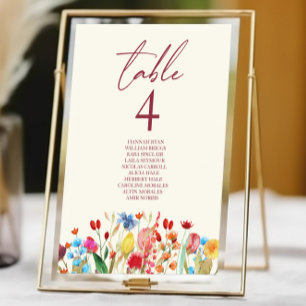 Numéro De Table Fleurs sauvages fleurs sauvages Jardin Floral Mari