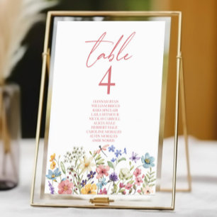 Numéro De Table Fleurs sauvages fleurs sauvages Jardin Floral Mari
