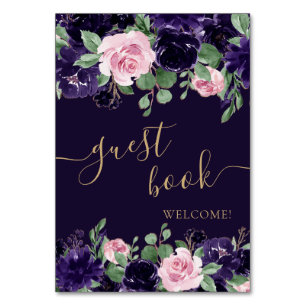 Numéro De Table Floraison Livre d'or floral pourpre et rose