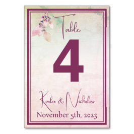 Numéro De Table Floral au-dessus du Mariage des nuages