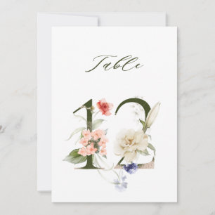 Numéro de table floral botanique 5x7 numéro 12