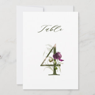 Numéro de table floral botanique 5x7 Numéro 4